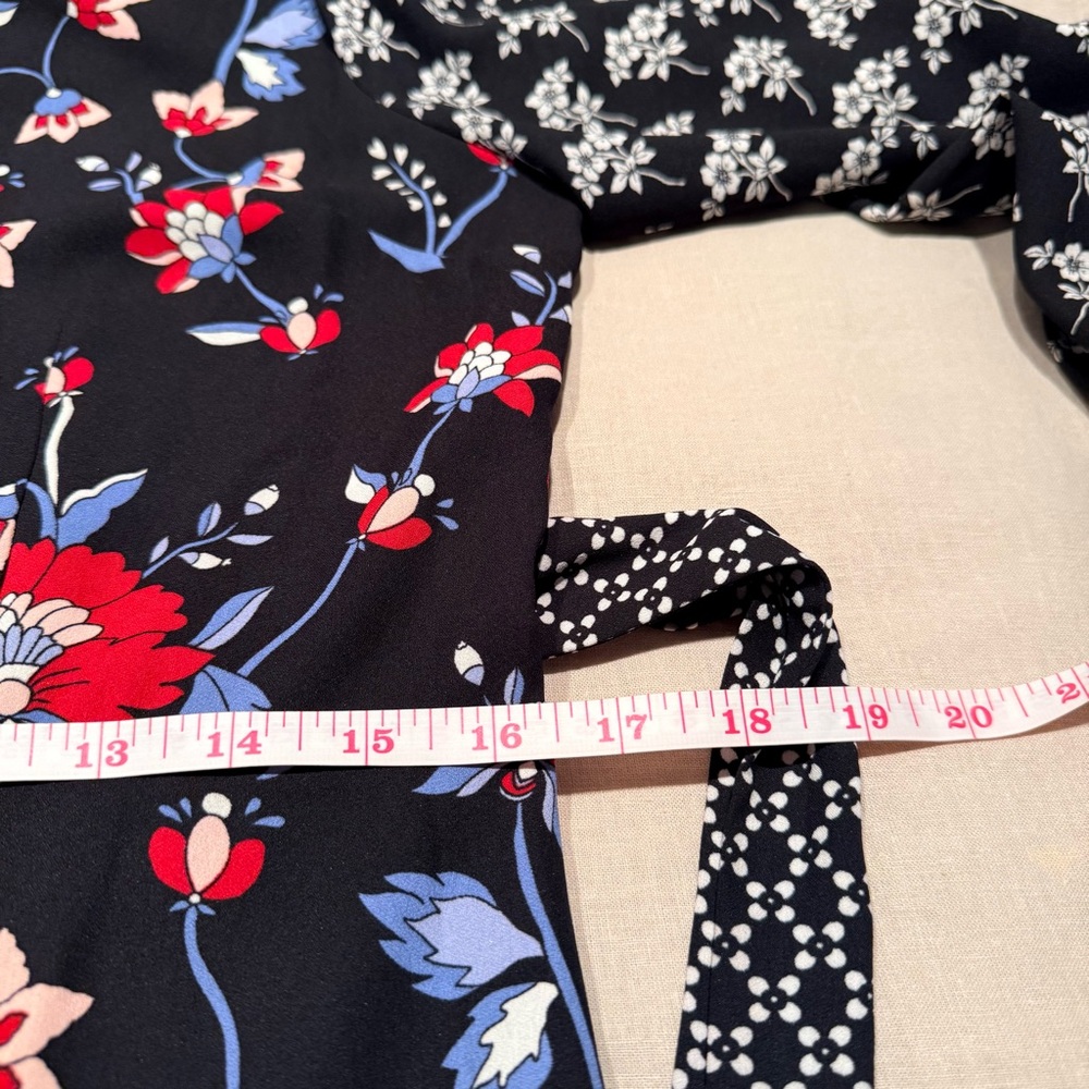 Talbots Floral Mixed-Print Dress | Belted Waist | Long Sleeve - Picture 10 of 13
